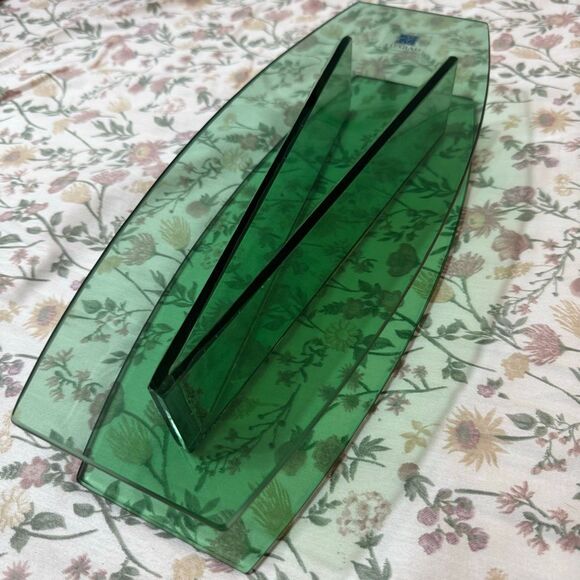 Green Post Modern V-Shaped Art Ghost Vase CG Glass Norway - Picture 2 of 7